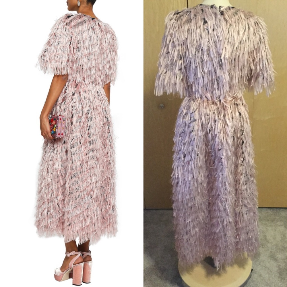 DOLCE & GABBANA Fringed fil coupé organza  dress - Picture 2 of 8